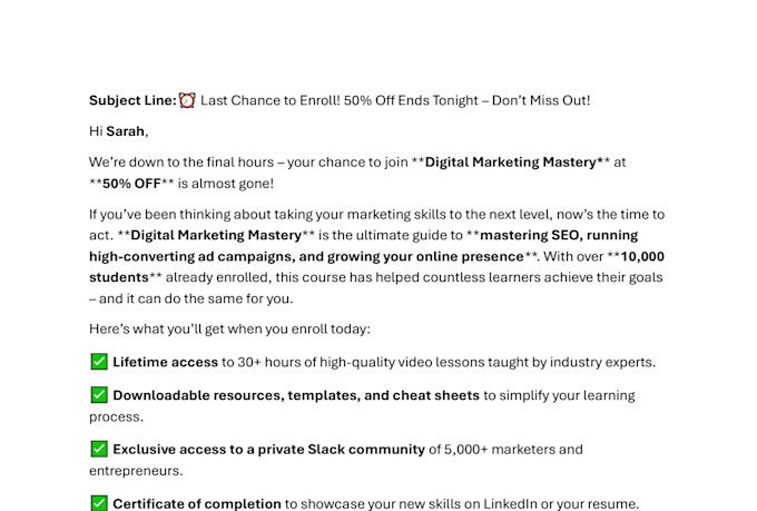 copywrite high converting sales email copy